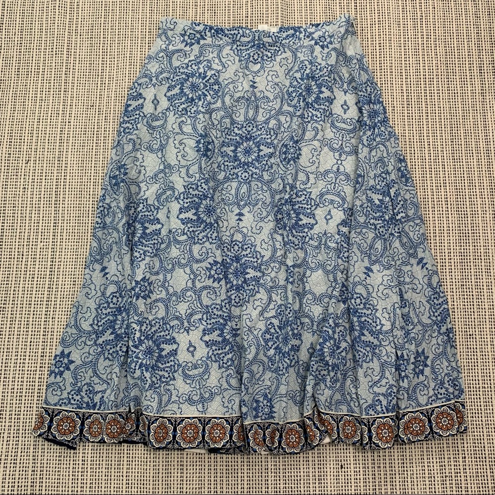 100% Silk Shell A-line Midi Skirt by Garnet Hill